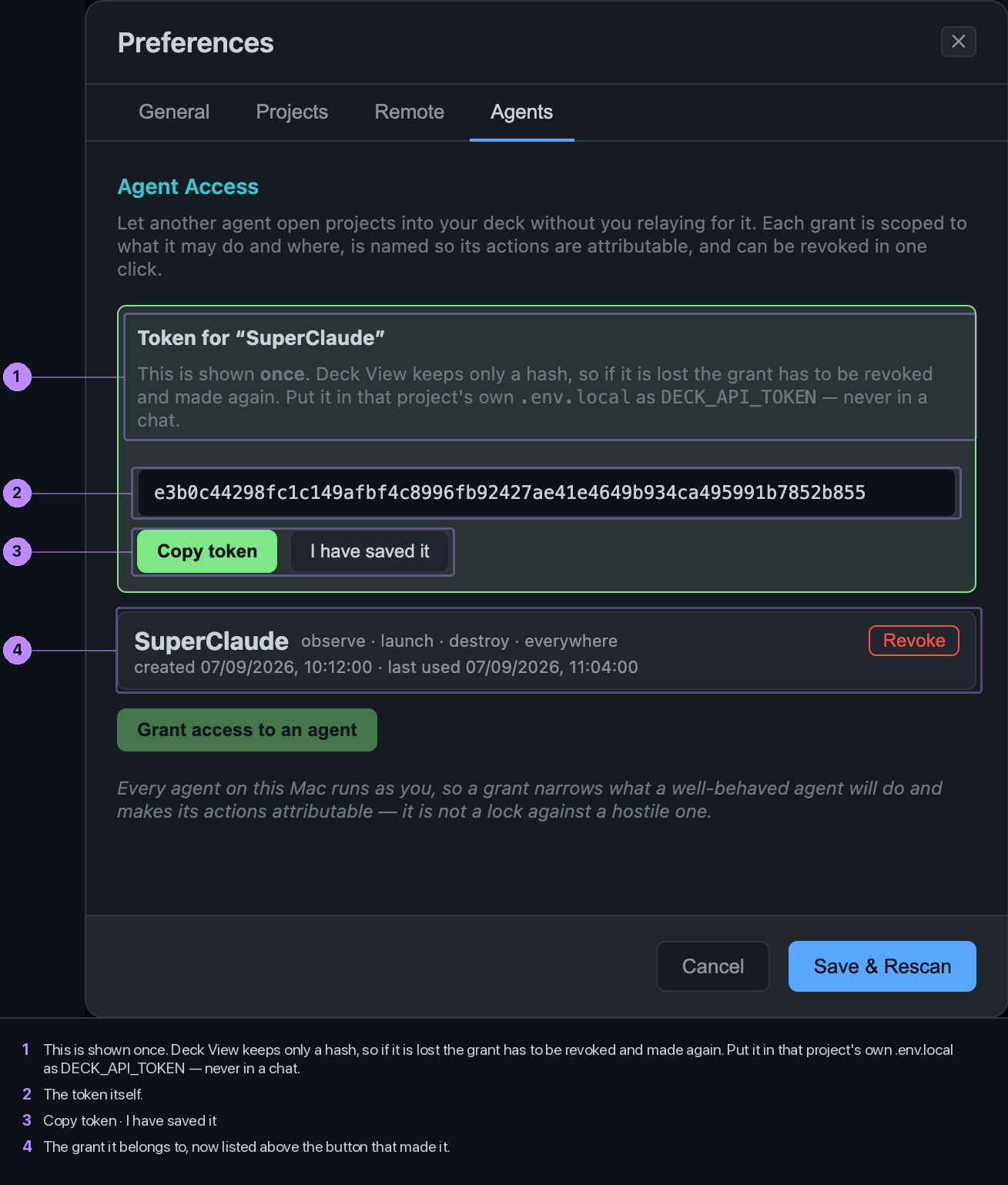 The one-time token reveal